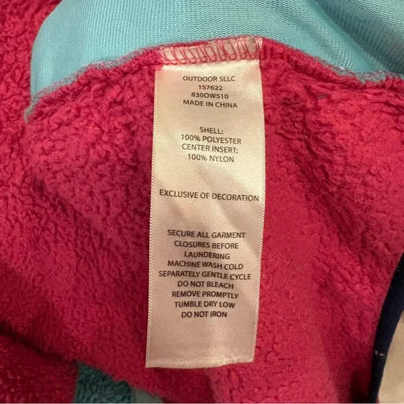 Eddie Bauer Hooded Sherpa Fleece Girls Zip Up Jacket Blue Pink Medium (10/12) - Picture 8 of 10